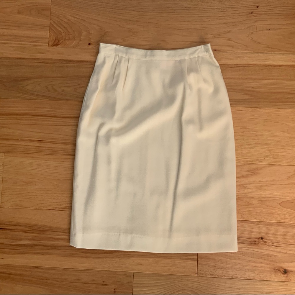 Vintage Academia Wool Blend Pencil Skirt in Cream